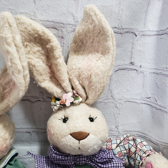 Easter Bunny Rabbit Trio Posable Vintage WMG 14 Inch 2005 - Picture 4 of 13